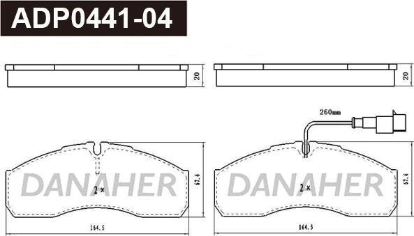 Danaher ADP0441-04 - Kit pastiglie freno, Freno a disco autozon.pro