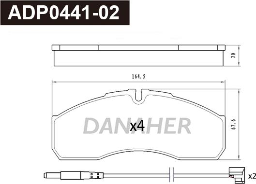 Danaher ADP0441-02 - Kit pastiglie freno, Freno a disco autozon.pro