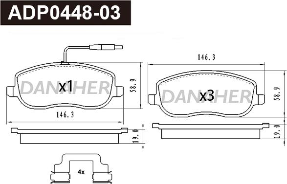 Danaher ADP0448-03 - Kit pastiglie freno, Freno a disco autozon.pro