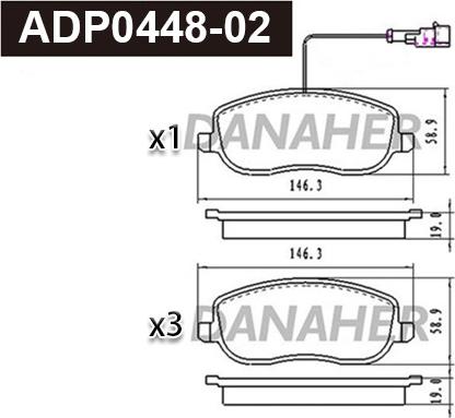 Danaher ADP0448-02 - Kit pastiglie freno, Freno a disco autozon.pro