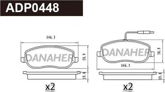 Danaher ADP0448 - Kit pastiglie freno, Freno a disco autozon.pro