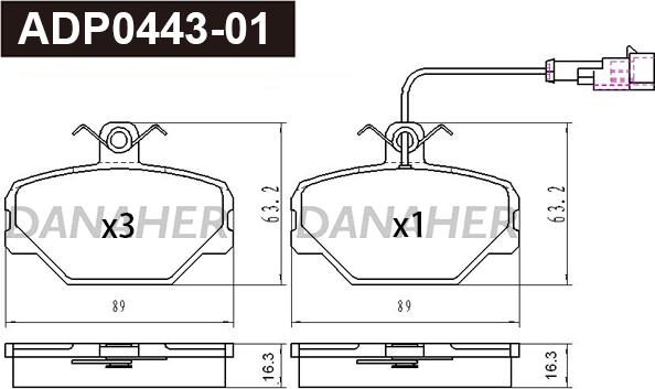 Danaher ADP0443-01 - Kit pastiglie freno, Freno a disco autozon.pro