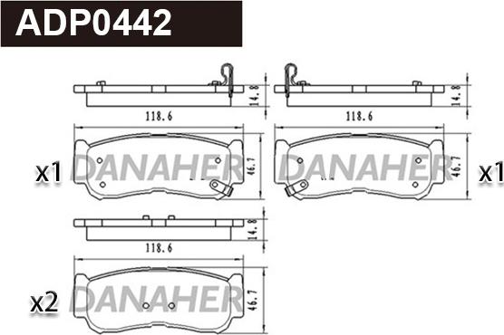 Danaher ADP0442 - Kit pastiglie freno, Freno a disco autozon.pro