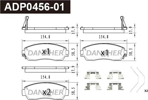 Danaher ADP0456-01 - Kit pastiglie freno, Freno a disco autozon.pro