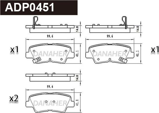 Danaher ADP0451 - Kit pastiglie freno, Freno a disco autozon.pro