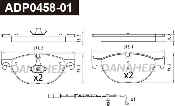 Danaher ADP0458-01 - Kit pastiglie freno, Freno a disco autozon.pro