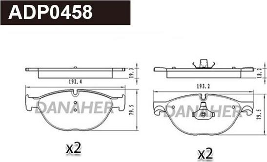 Danaher ADP0458 - Kit pastiglie freno, Freno a disco autozon.pro