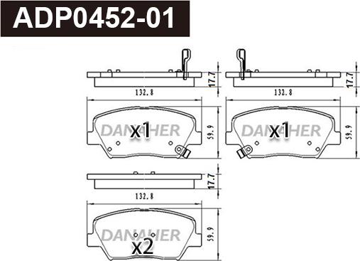 Danaher ADP0452-01 - Kit pastiglie freno, Freno a disco autozon.pro