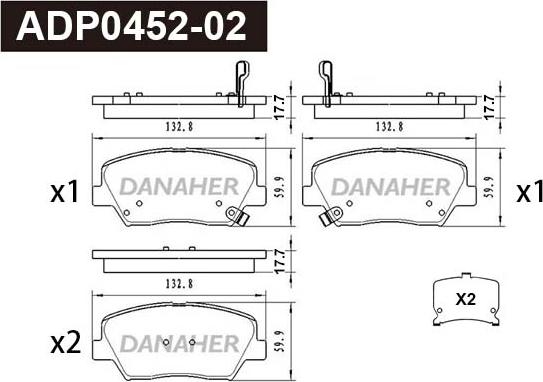 Danaher ADP0452-02 - Kit pastiglie freno, Freno a disco autozon.pro