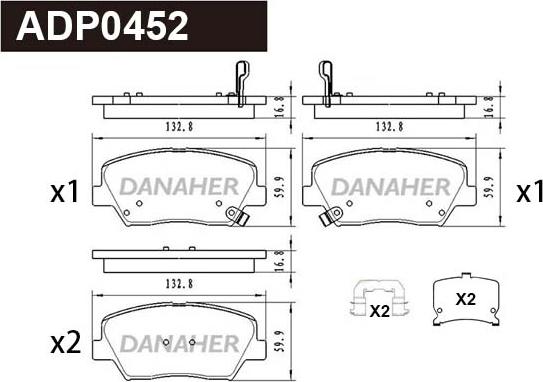 Danaher ADP0452 - Kit pastiglie freno, Freno a disco autozon.pro