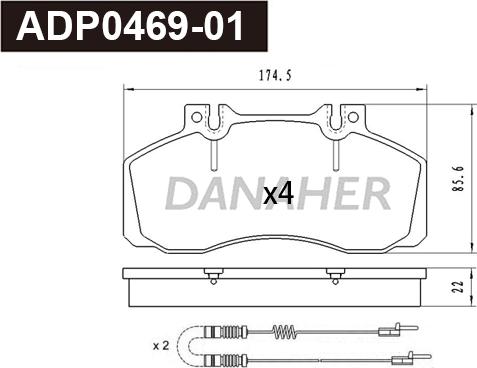 Danaher ADP0469-01 - Kit pastiglie freno, Freno a disco autozon.pro