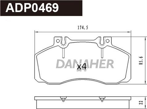 Danaher ADP0469 - Kit pastiglie freno, Freno a disco autozon.pro