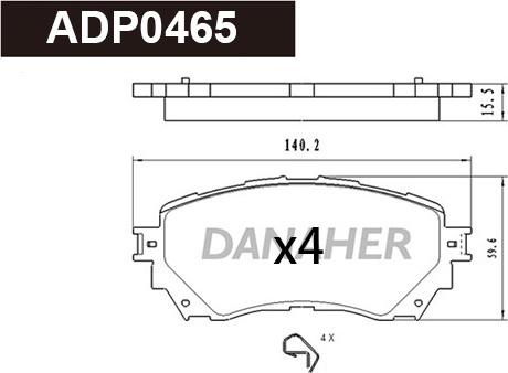 Danaher ADP0465 - Kit pastiglie freno, Freno a disco autozon.pro