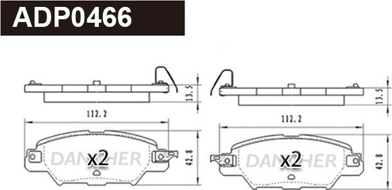 Danaher ADP0466 - Kit pastiglie freno, Freno a disco autozon.pro