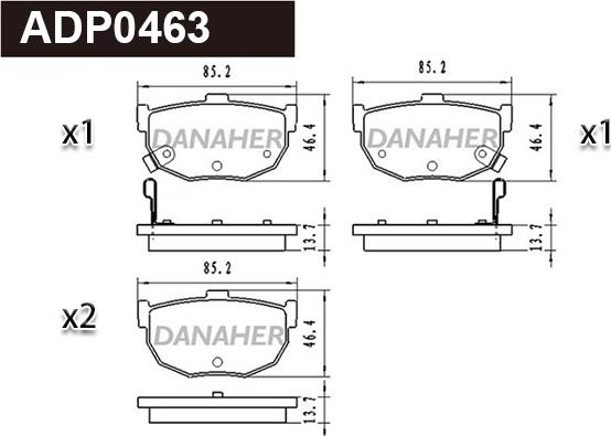 Danaher ADP0463 - Kit pastiglie freno, Freno a disco autozon.pro