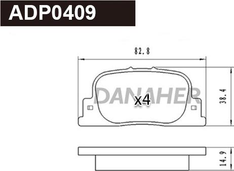 Danaher ADP0409 - Kit pastiglie freno, Freno a disco autozon.pro