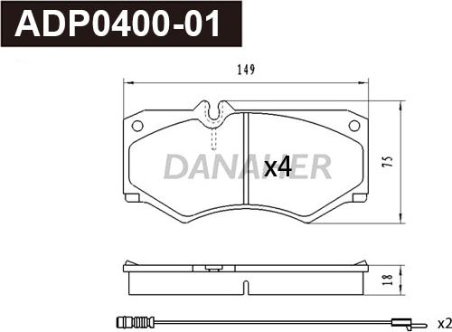 Danaher ADP0400-01 - Kit pastiglie freno, Freno a disco autozon.pro