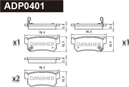 Danaher ADP0401 - Kit pastiglie freno, Freno a disco autozon.pro