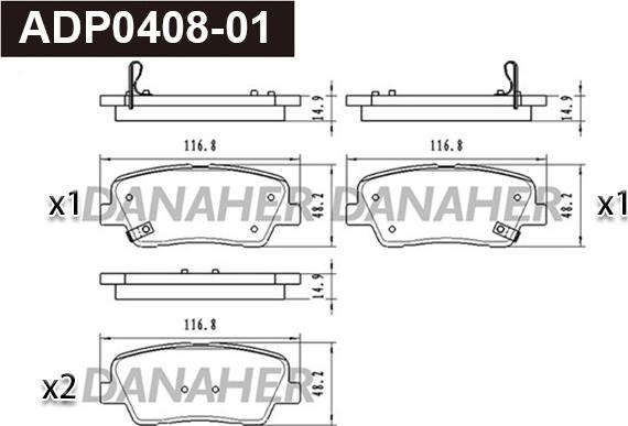 Danaher ADP0408-01 - Kit pastiglie freno, Freno a disco autozon.pro