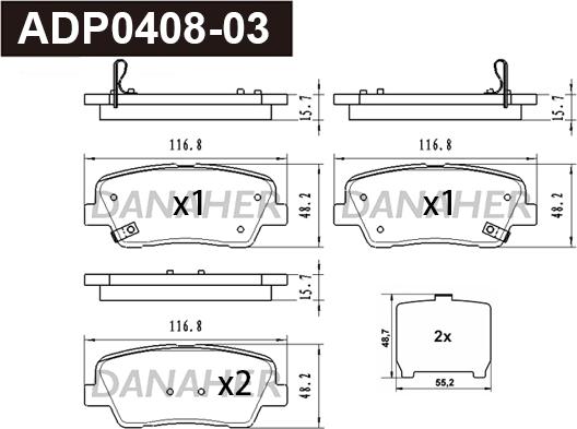 Danaher ADP0408-03 - Kit pastiglie freno, Freno a disco autozon.pro