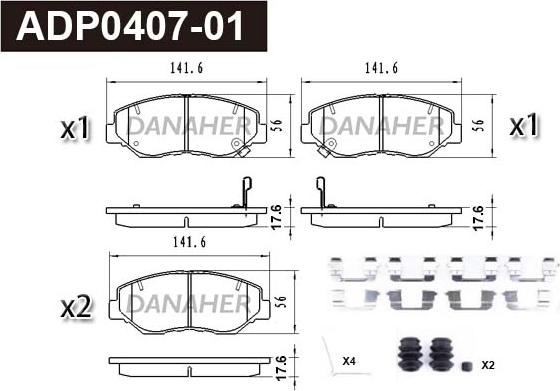 Danaher ADP0407-01 - Kit pastiglie freno, Freno a disco autozon.pro