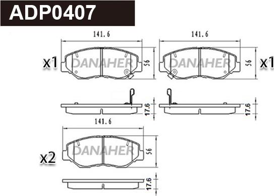 Danaher ADP0407 - Kit pastiglie freno, Freno a disco autozon.pro