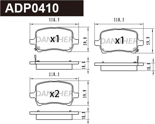 Danaher ADP0410 - Kit pastiglie freno, Freno a disco autozon.pro