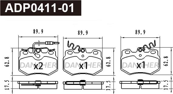 Danaher ADP0411-01 - Kit pastiglie freno, Freno a disco autozon.pro