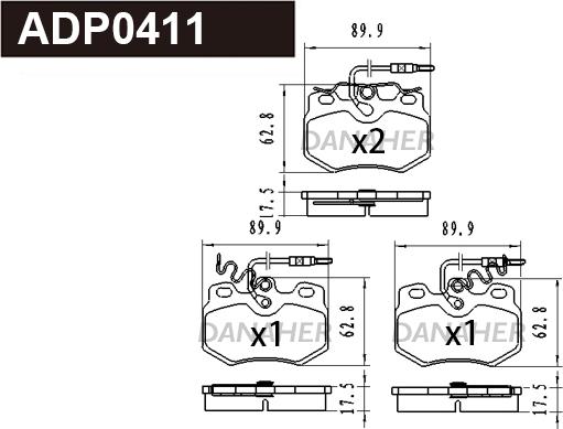 Danaher ADP0411 - Kit pastiglie freno, Freno a disco autozon.pro