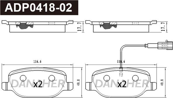 Danaher ADP0418-02 - Kit pastiglie freno, Freno a disco autozon.pro