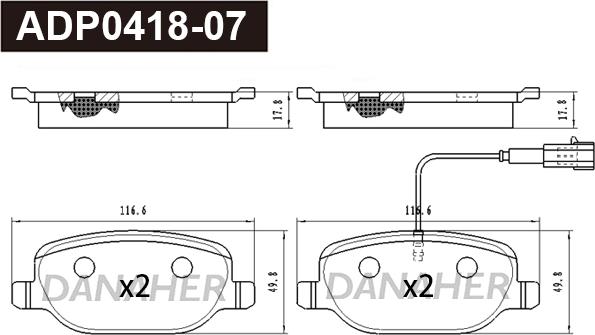 Danaher ADP0418-07 - Kit pastiglie freno, Freno a disco autozon.pro