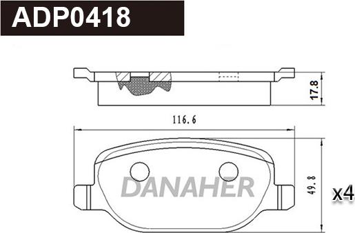 Danaher ADP0418 - Kit pastiglie freno, Freno a disco autozon.pro