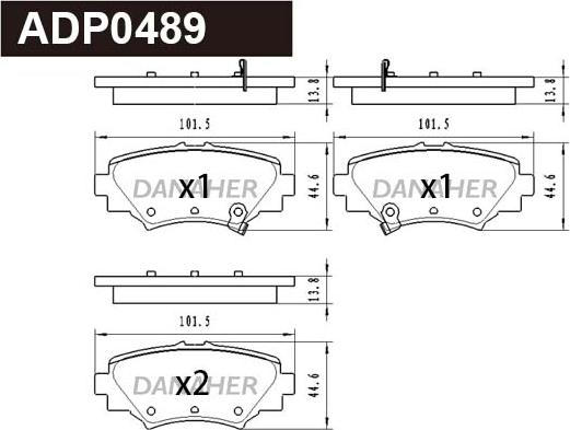 Danaher ADP0489 - Kit pastiglie freno, Freno a disco autozon.pro