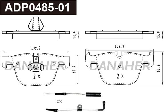 Danaher ADP0485-01 - Kit pastiglie freno, Freno a disco autozon.pro