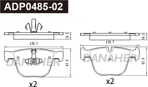 Danaher ADP0485-02 - Kit pastiglie freno, Freno a disco autozon.pro