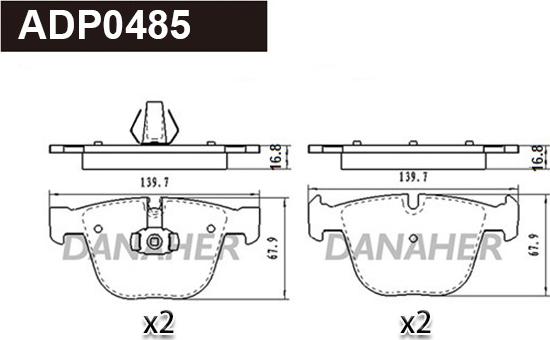 Danaher ADP0485 - Kit pastiglie freno, Freno a disco autozon.pro