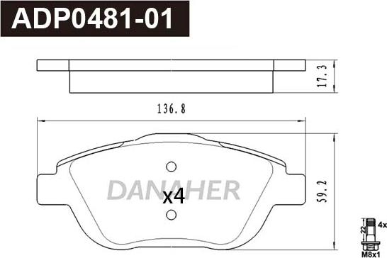 Danaher ADP0481-01 - Kit pastiglie freno, Freno a disco autozon.pro