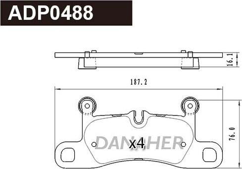 Danaher ADP0488 - Kit pastiglie freno, Freno a disco autozon.pro