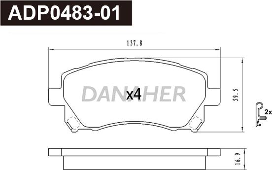 Danaher ADP0483-01 - Kit pastiglie freno, Freno a disco autozon.pro