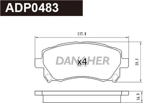 Danaher ADP0483 - Kit pastiglie freno, Freno a disco autozon.pro