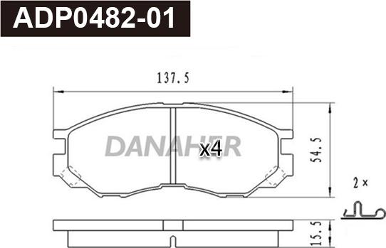 Danaher ADP0482-01 - Kit pastiglie freno, Freno a disco autozon.pro