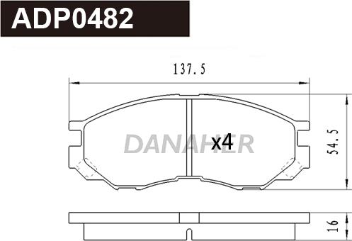 Danaher ADP0482 - Kit pastiglie freno, Freno a disco autozon.pro