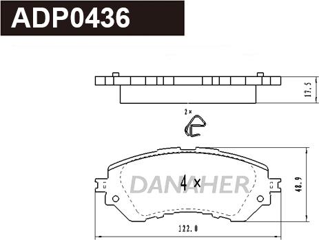 Danaher ADP0436 - Kit pastiglie freno, Freno a disco autozon.pro