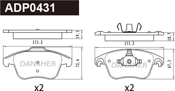 Danaher ADP0431 - Kit pastiglie freno, Freno a disco autozon.pro