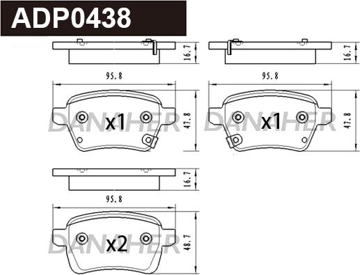 Danaher ADP0438 - Kit pastiglie freno, Freno a disco autozon.pro