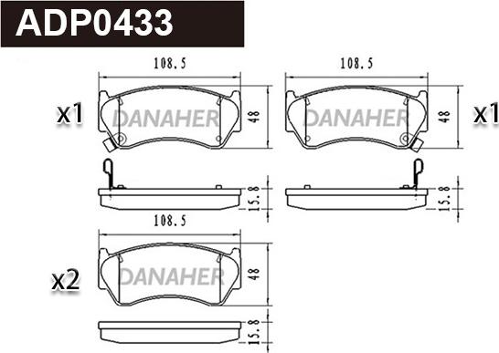 Danaher ADP0433 - Kit pastiglie freno, Freno a disco autozon.pro