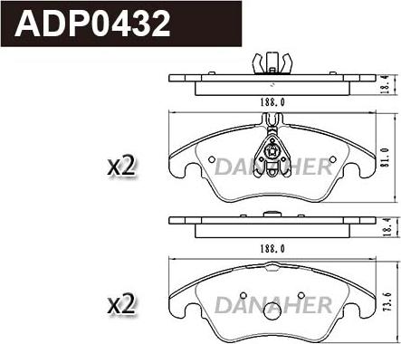 Danaher ADP0432 - Kit pastiglie freno, Freno a disco autozon.pro