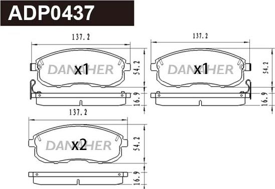 Danaher ADP0437 - Kit pastiglie freno, Freno a disco autozon.pro