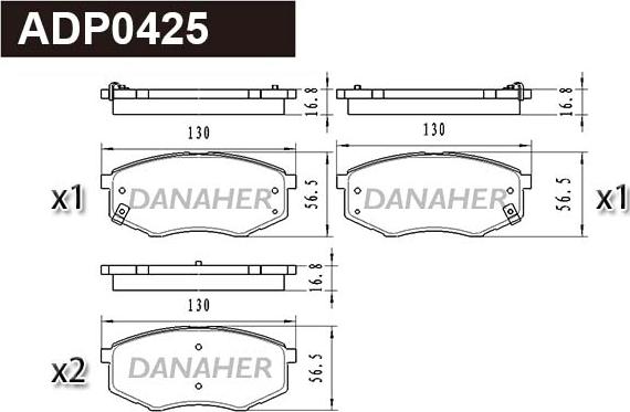 Danaher ADP0425 - Kit pastiglie freno, Freno a disco autozon.pro