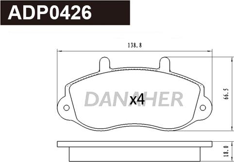 Danaher ADP0426 - Kit pastiglie freno, Freno a disco autozon.pro